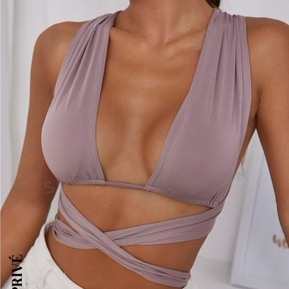 LIGHT DUSTY PURPLE WRAP TOP